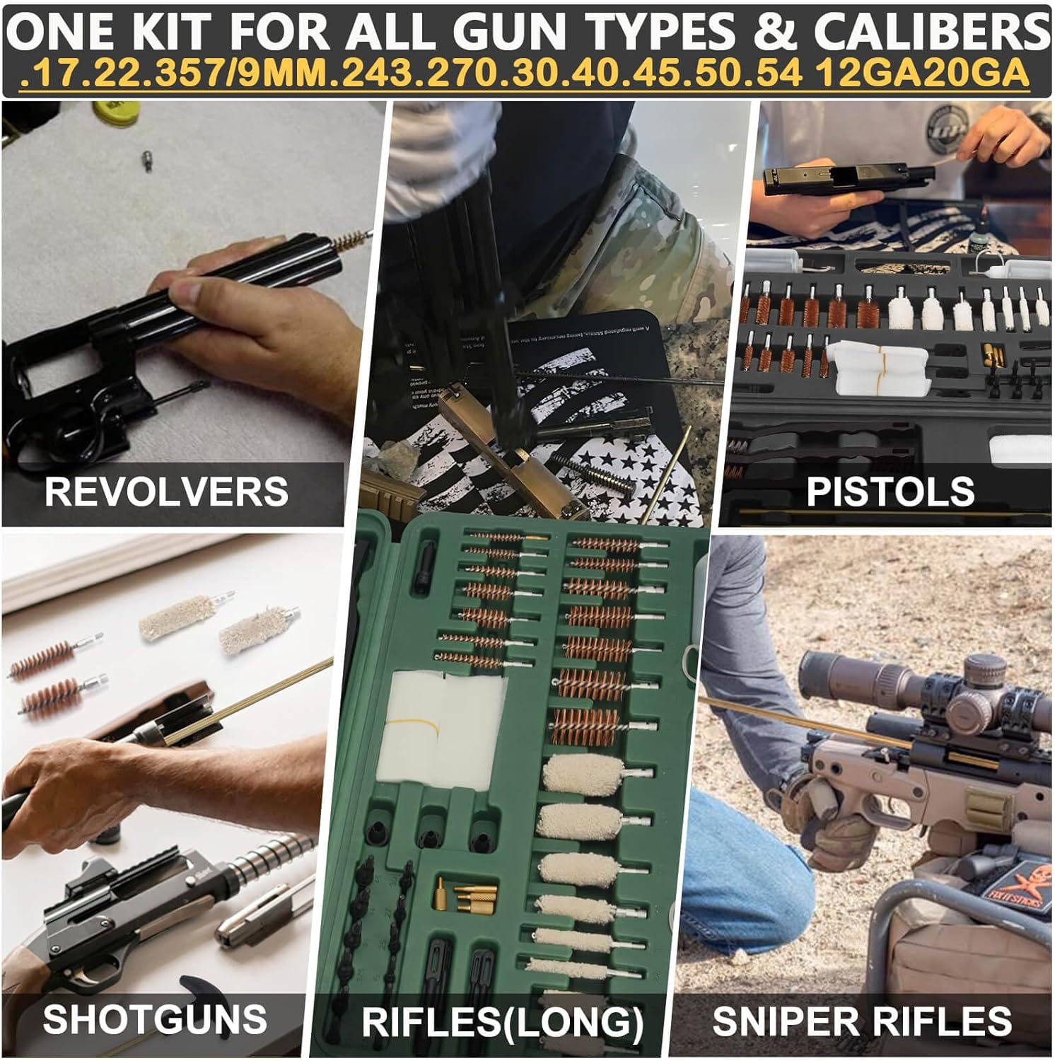 iunio Gun Cleaning Kit, Universal Gun Cleaning Kit for All Caliber Shotgun Pistol Rifle Cleaning Kit with Mat Portable Case